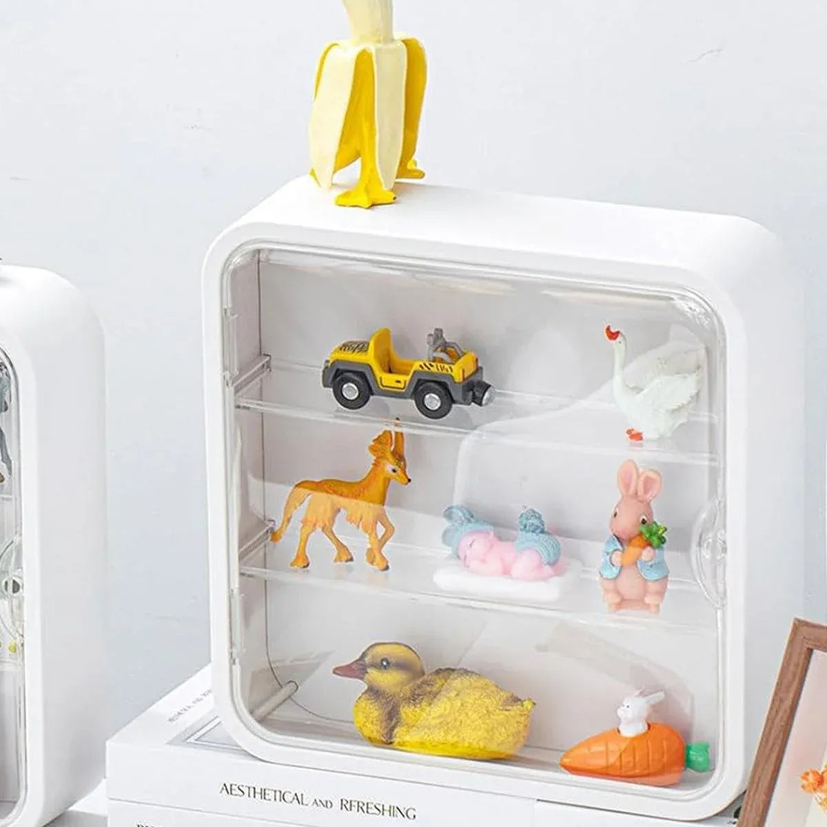 Wall Mounted Blind Box Display Cabinet Punch Free Dustproof Storage Organizer