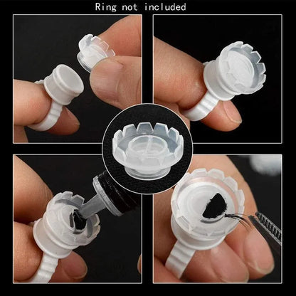 100X Eyelashes Glue Holder Blossom Cup Ring Eyelash Extension Adhesive Stand
