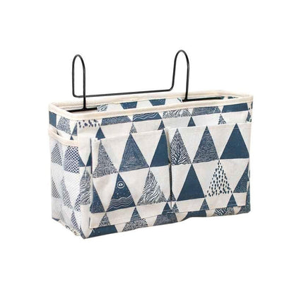 Hanging Bedside Storage Caddy with Pockets for Bunk Bed Dorm Couch Organizing - Blue Triangle