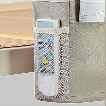 Hanging Bedside Storage Caddy with Pockets for Bunk Bed Dorm Couch Organizing - Blue Triangle