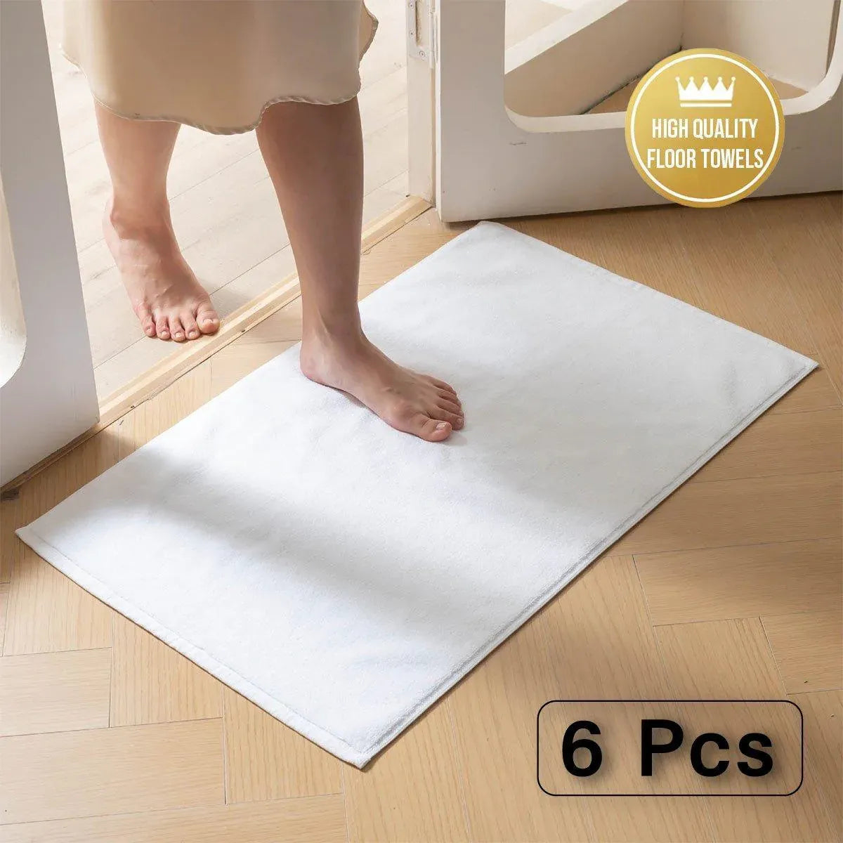 6PCS Absorbent Non Slip Bathroom Floor Mat Towel 50x80cm for Hotel Home Use - 400g