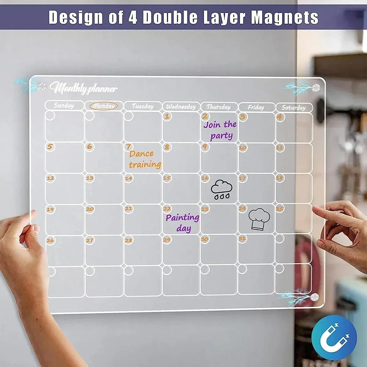 Magnetic Writing Board Transparent Acrylic Memo Board Reusable Note