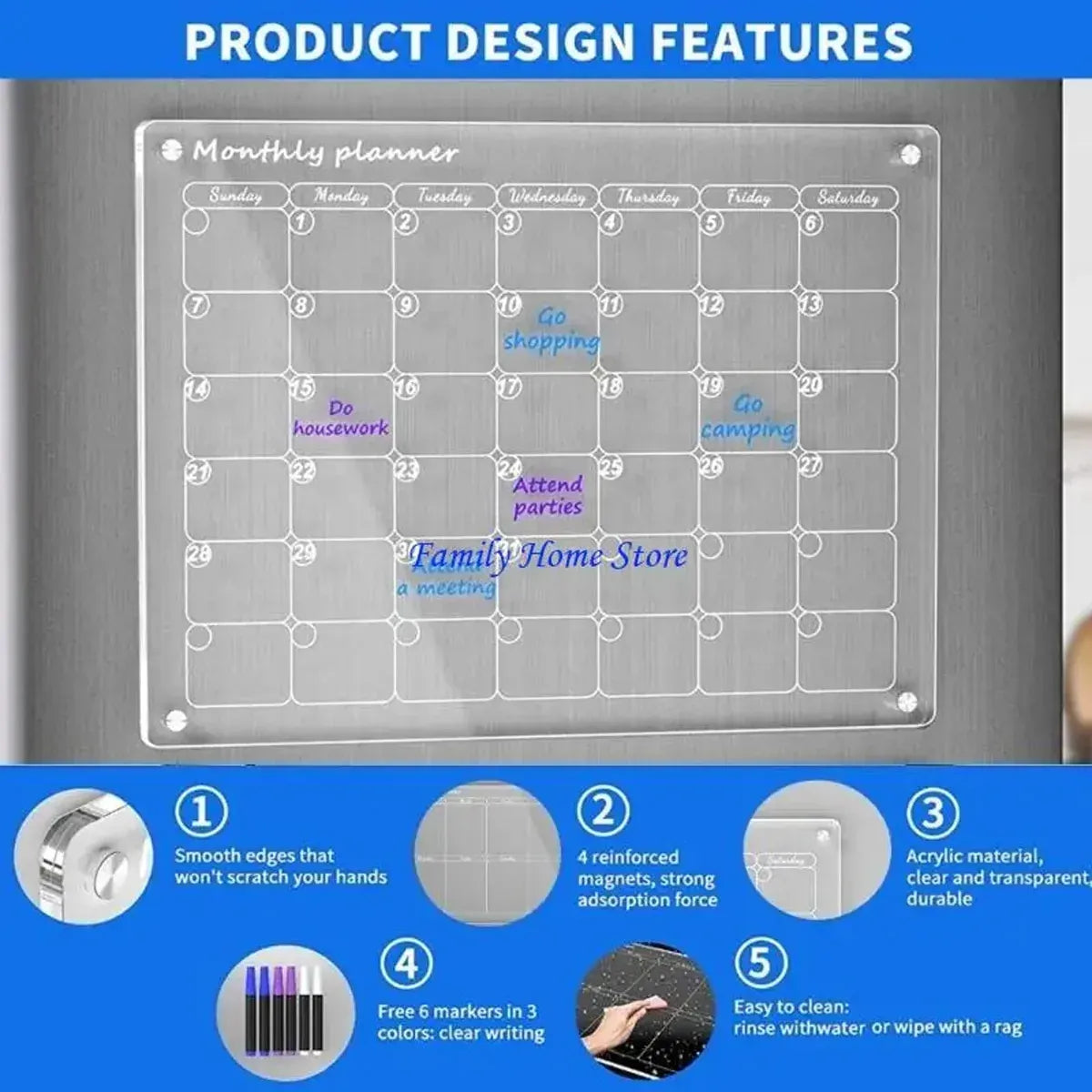 Magnetic Writing Board Transparent Acrylic Memo Board Reusable Note