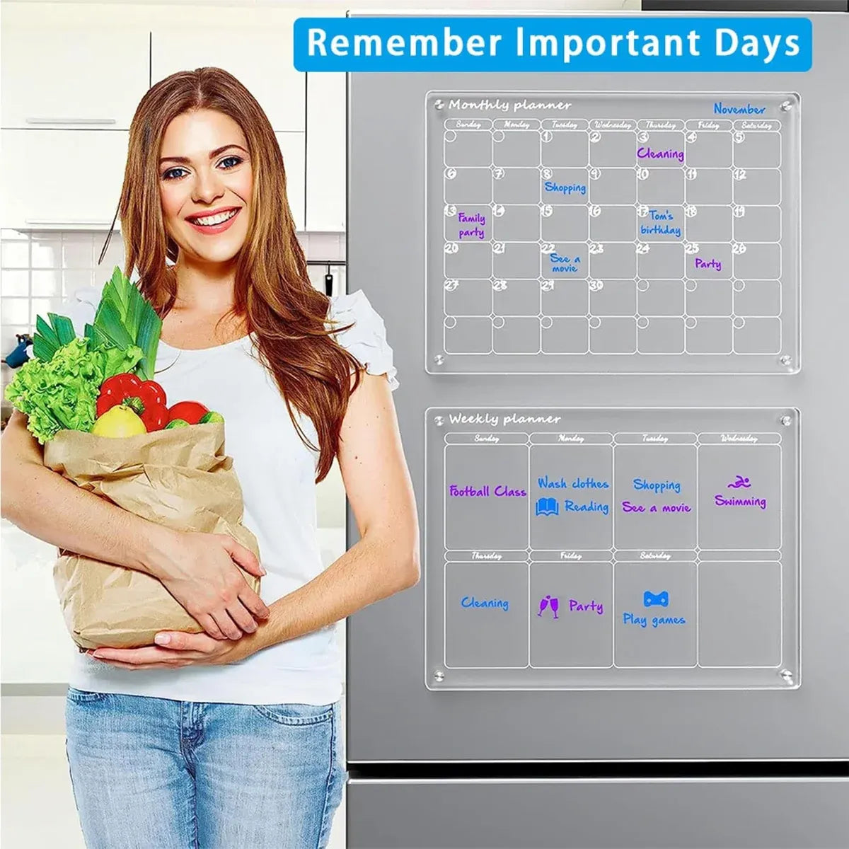 Magnetic Writing Board Transparent Acrylic Memo Board Reusable Note