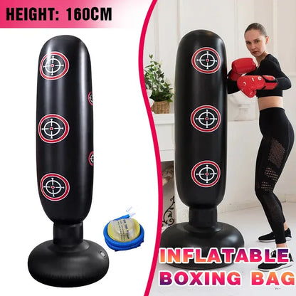 Free Standing Inflatable Punching Bag 160cm Boxing Training Fitness Bag