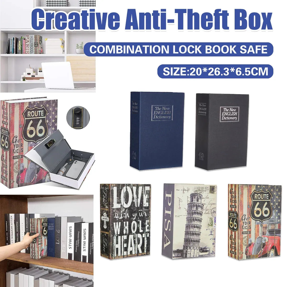 Hidden Book Safe Lock Box for Home and Office Cash Watch Document Storage - 2