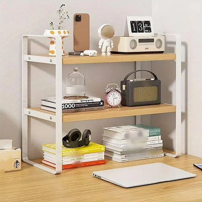 Adjustable Height Multi-Layer Desktop Bookshelf Home Office Floor Organizer Rack - 1 Shelf