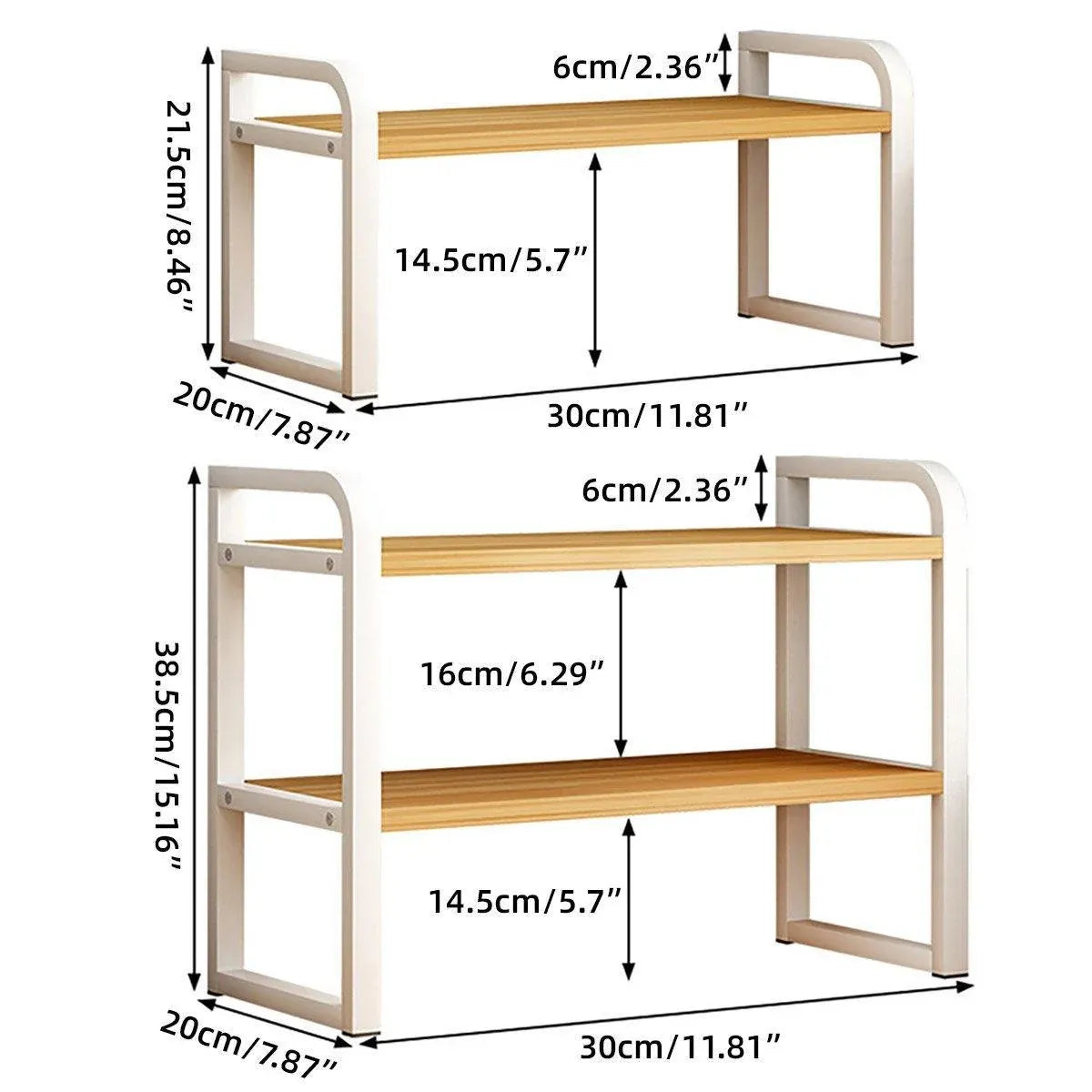 Adjustable Height Multi-Layer Desktop Bookshelf Home Office Floor Organizer Rack - 2 Shelves