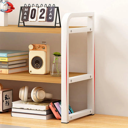 Adjustable Height Multi-Layer Desktop Bookshelf Home Office Floor Organizer Rack - 2 Shelves