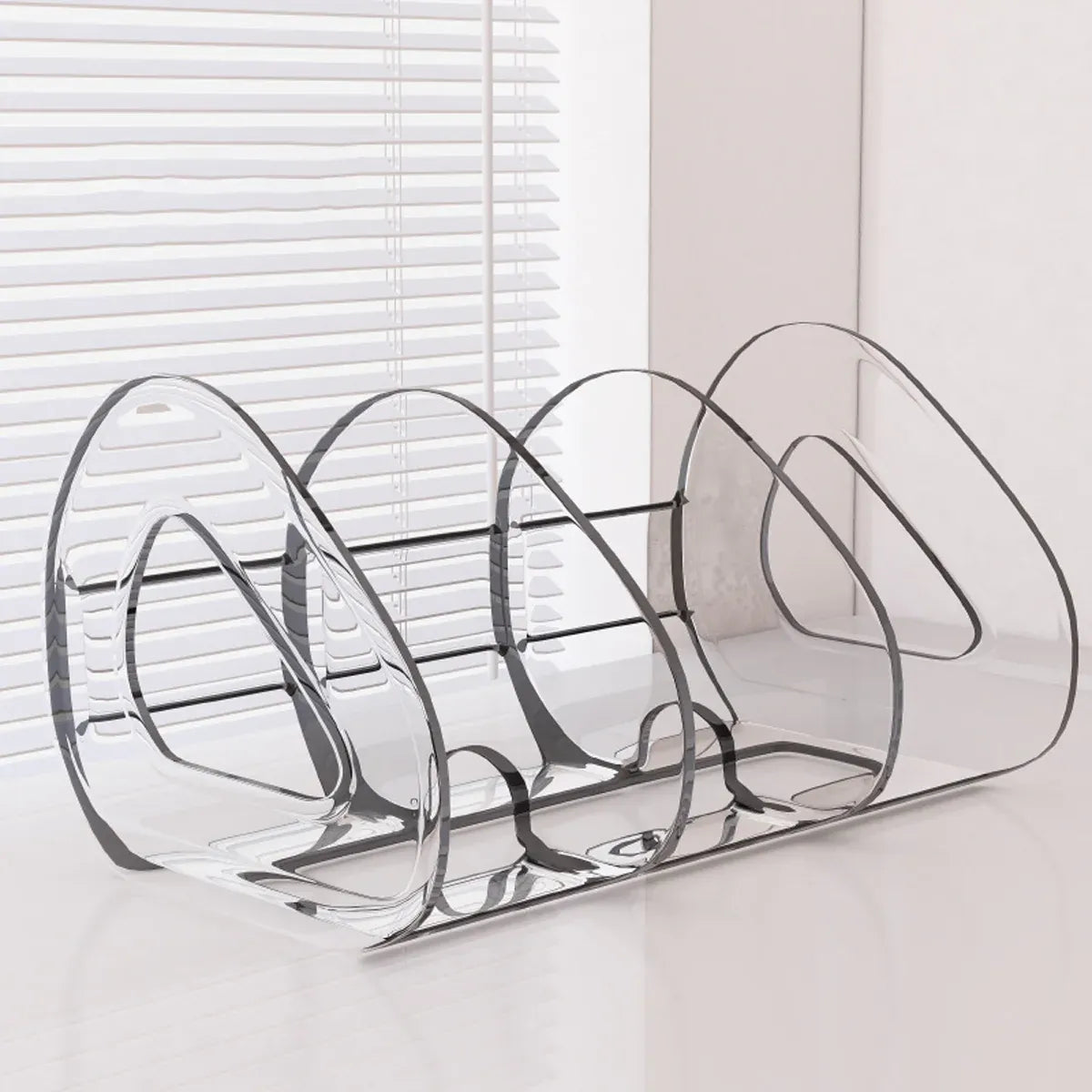 Desk Standing Divider Shelf Organizer Space Saving Office Study Storage Rack - Clear