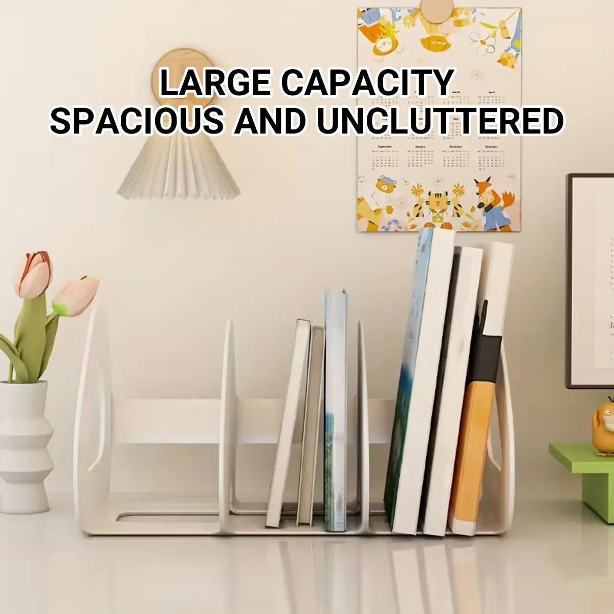 Desk Standing Divider Shelf Organizer Space Saving Office Study Storage Rack - Clear