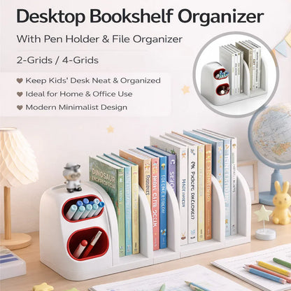 Desktop Storage Organiser With Dividers Pen Holder Home Office School Desk Use - 4-Grid