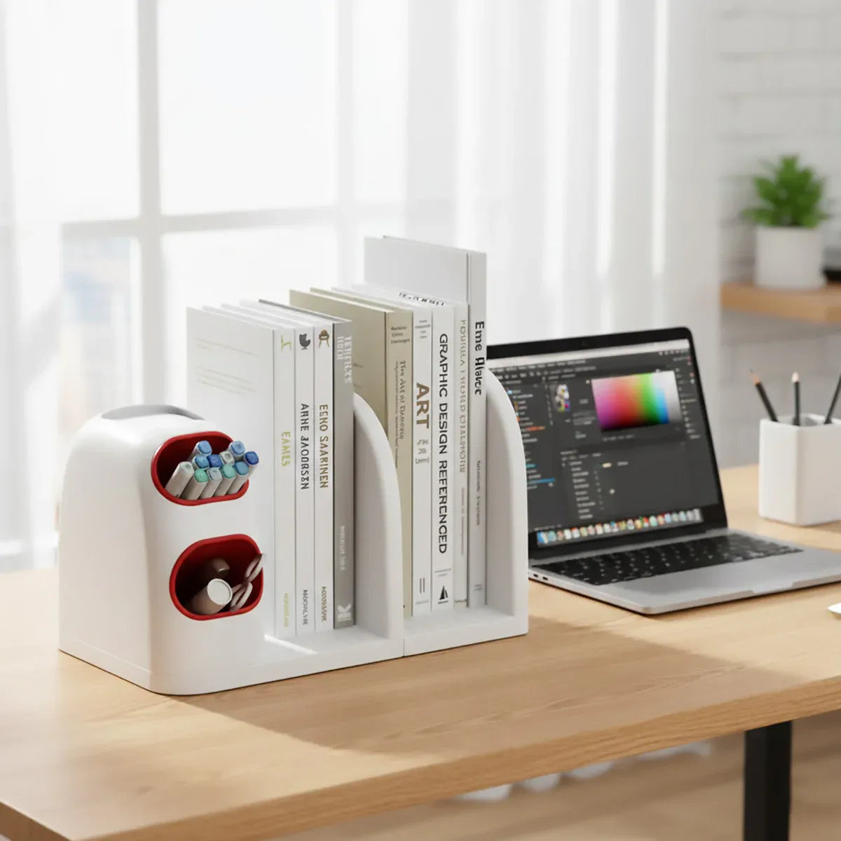 Desktop Storage Organiser With Dividers Pen Holder Home Office School Desk Use - 4-Grid