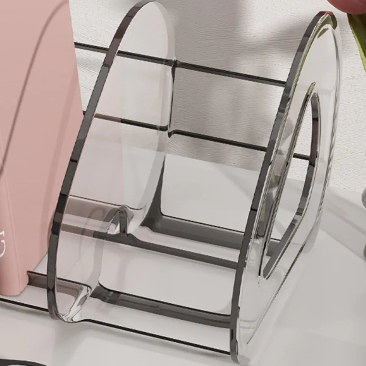 Desk Standing Divider Shelf Organizer Space Saving Office Study Storage Rack - White