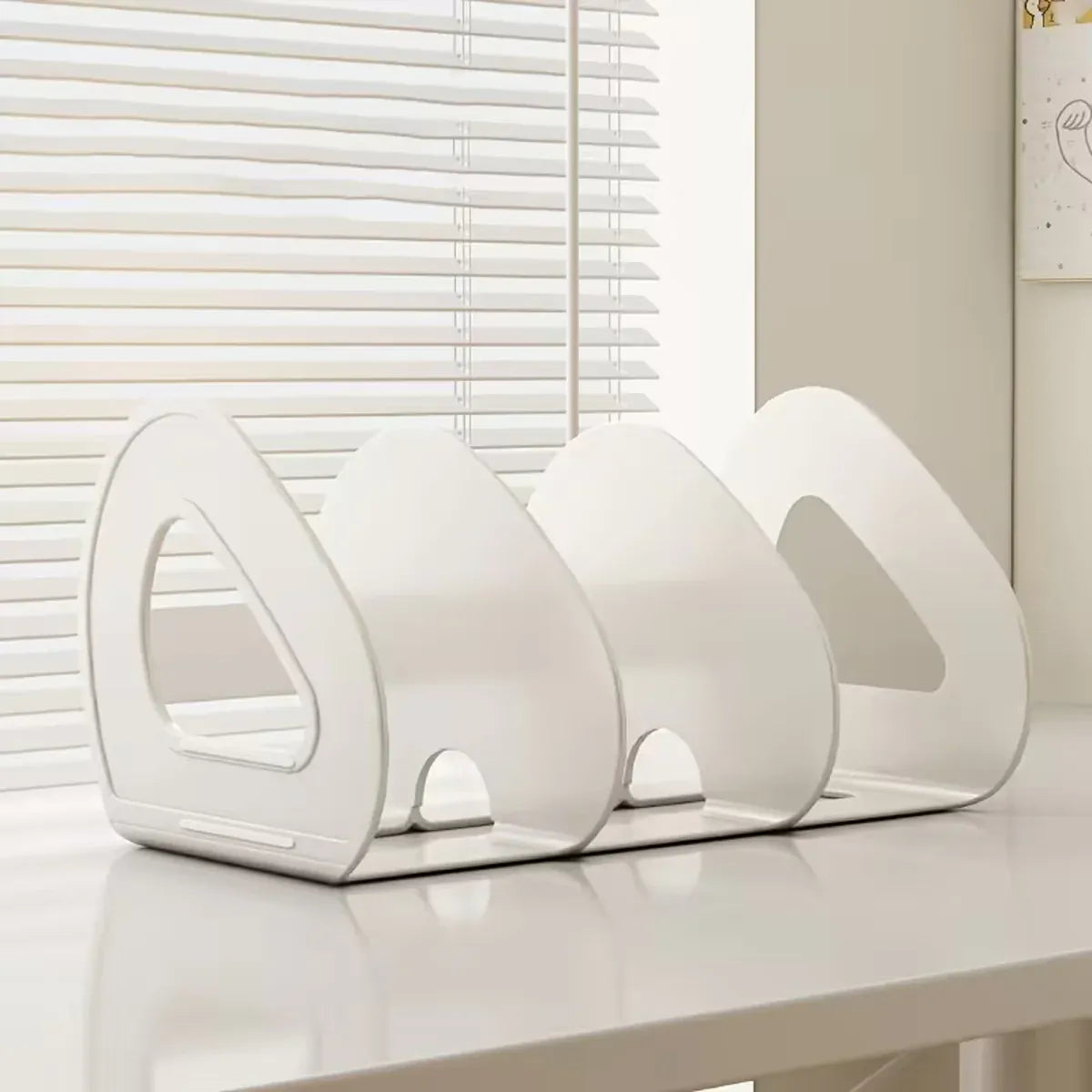 Desk Standing Divider Shelf Organizer Space Saving Office Study Storage Rack - White