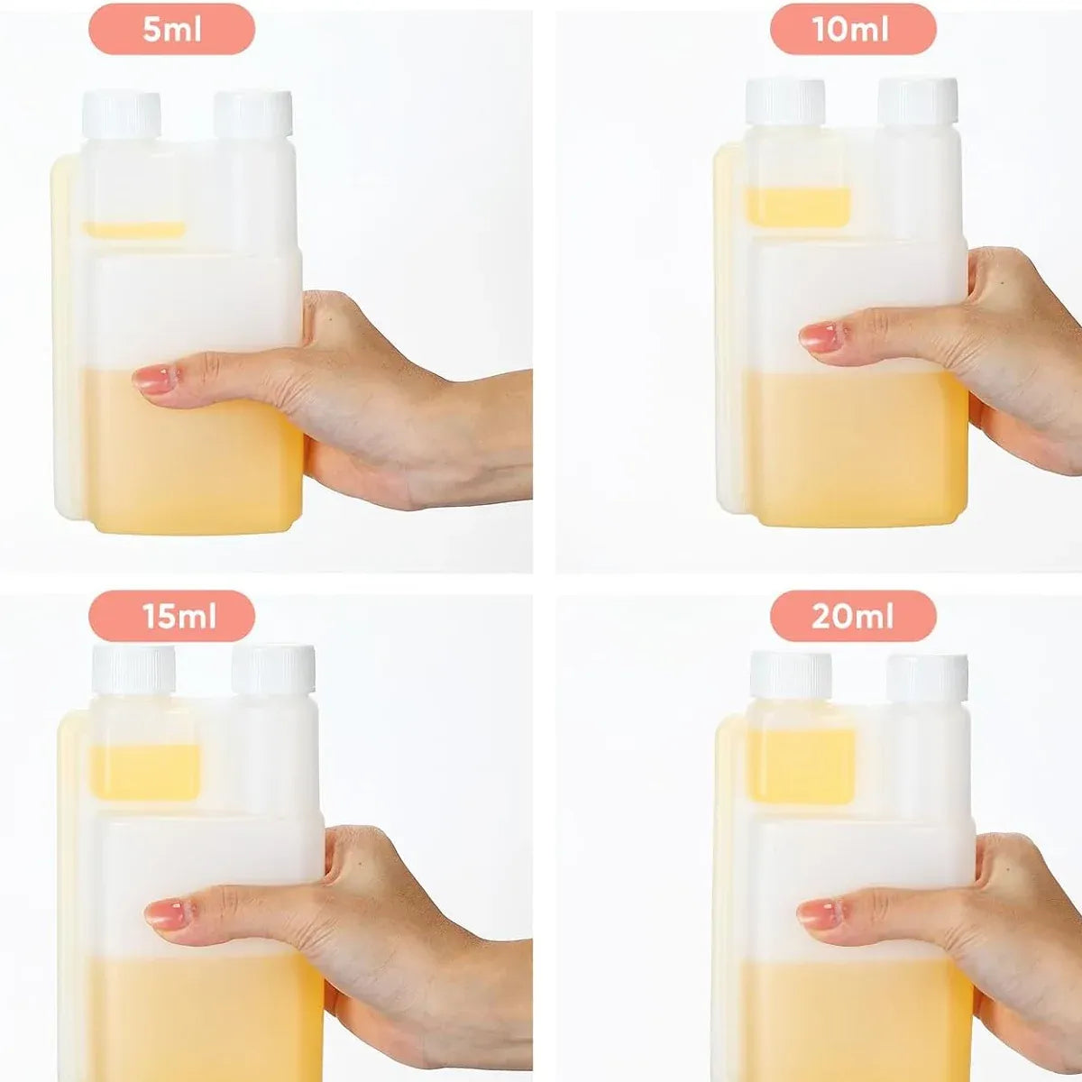 250-1000ml Plastic Twin Chamber Bottle with Tamper Evident Cap for Chemical Liquids - 10Pcs 1000ml