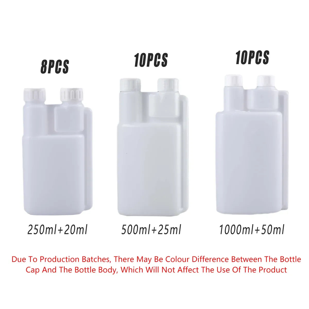 250-1000ml Plastic Twin Chamber Bottle with Tamper Evident Cap for Chemical Liquids - 10Pcs 1000ml
