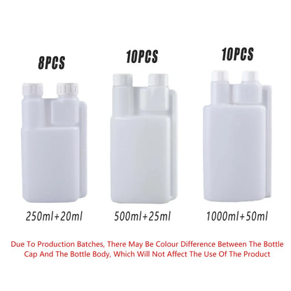 250-1000ml Plastic Twin Chamber Bottle with Tamper Evident Cap for Chemical Liquids - 10Pcs 1000ml