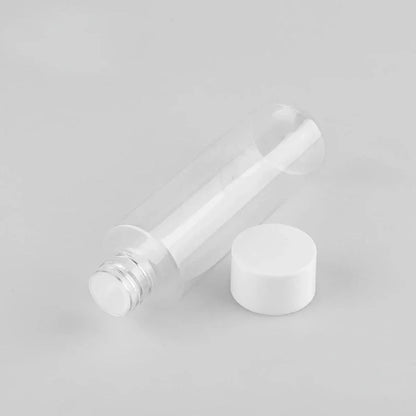 50/100/150ml Plastic Toner Lotion Bottles Refillable Travel Cosmetic Containers - White Lid + White Bottle - 100ml