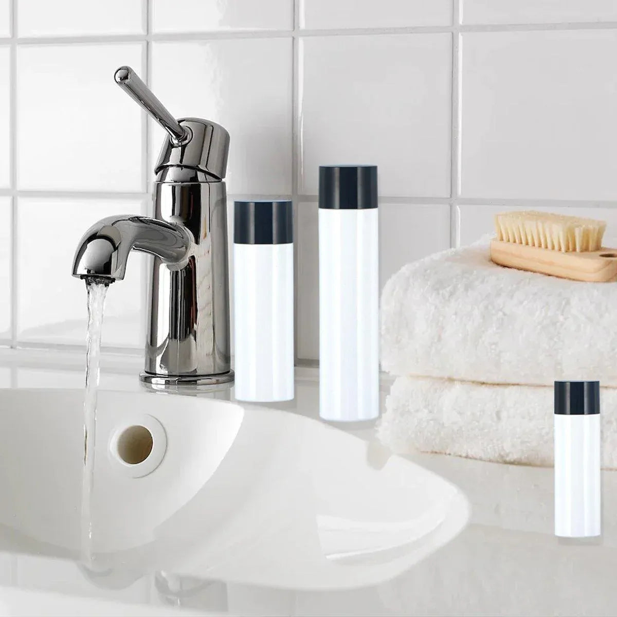 50/100/150ml Plastic Toner Lotion Bottles Refillable Travel Cosmetic Containers - White Lid + White Bottle - 100ml