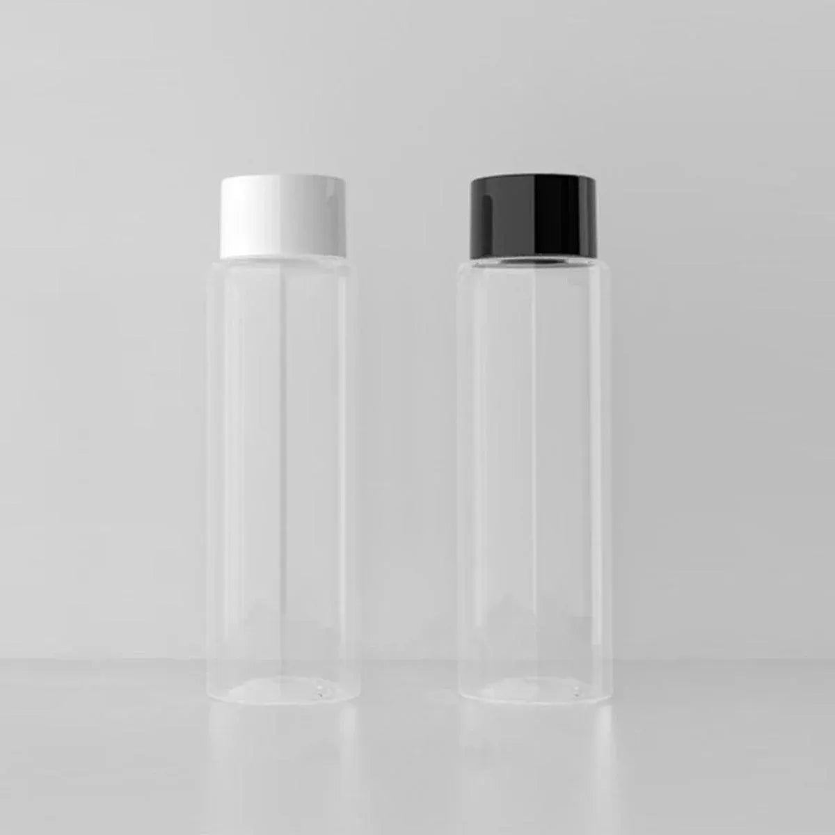 50/100/150ml Plastic Toner Lotion Bottles Refillable Travel Cosmetic Containers - Black Lid + White Bottle - 50ml