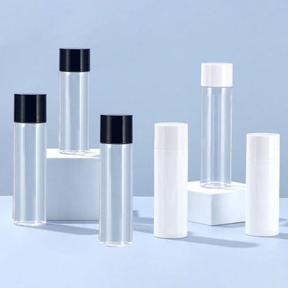 50/100/150ml Plastic Toner Lotion Bottles Refillable Travel Cosmetic Containers - White Lid + White Bottle - 50ml