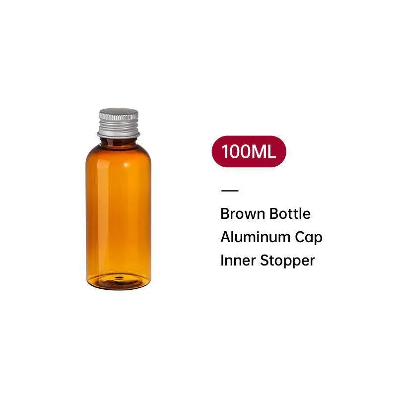 20pcs Brown Transparent Cosmetic Bottles with Aluminum Lids for Packaging - Brown-100ml