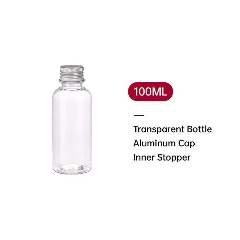 20pcs Brown Transparent Cosmetic Bottles with Aluminum Lids for Packaging - Brown-100ml