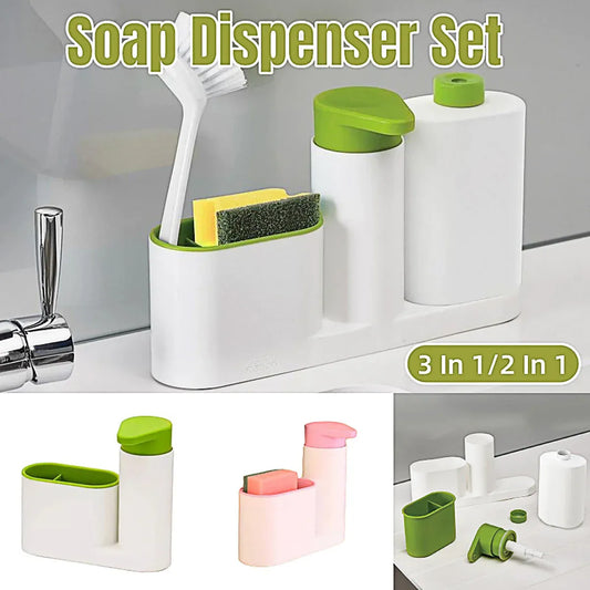 2/3 in 1 Soap Dispenser Organizer Hand Sanitizer Detergent Holder Bathroom Rack - 3-Green