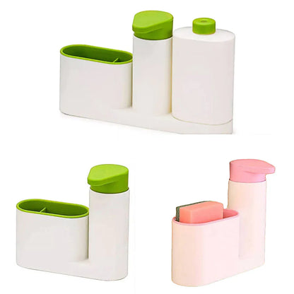 2/3 in 1 Soap Dispenser Organizer Hand Sanitizer Detergent Holder Bathroom Rack - 3-Green