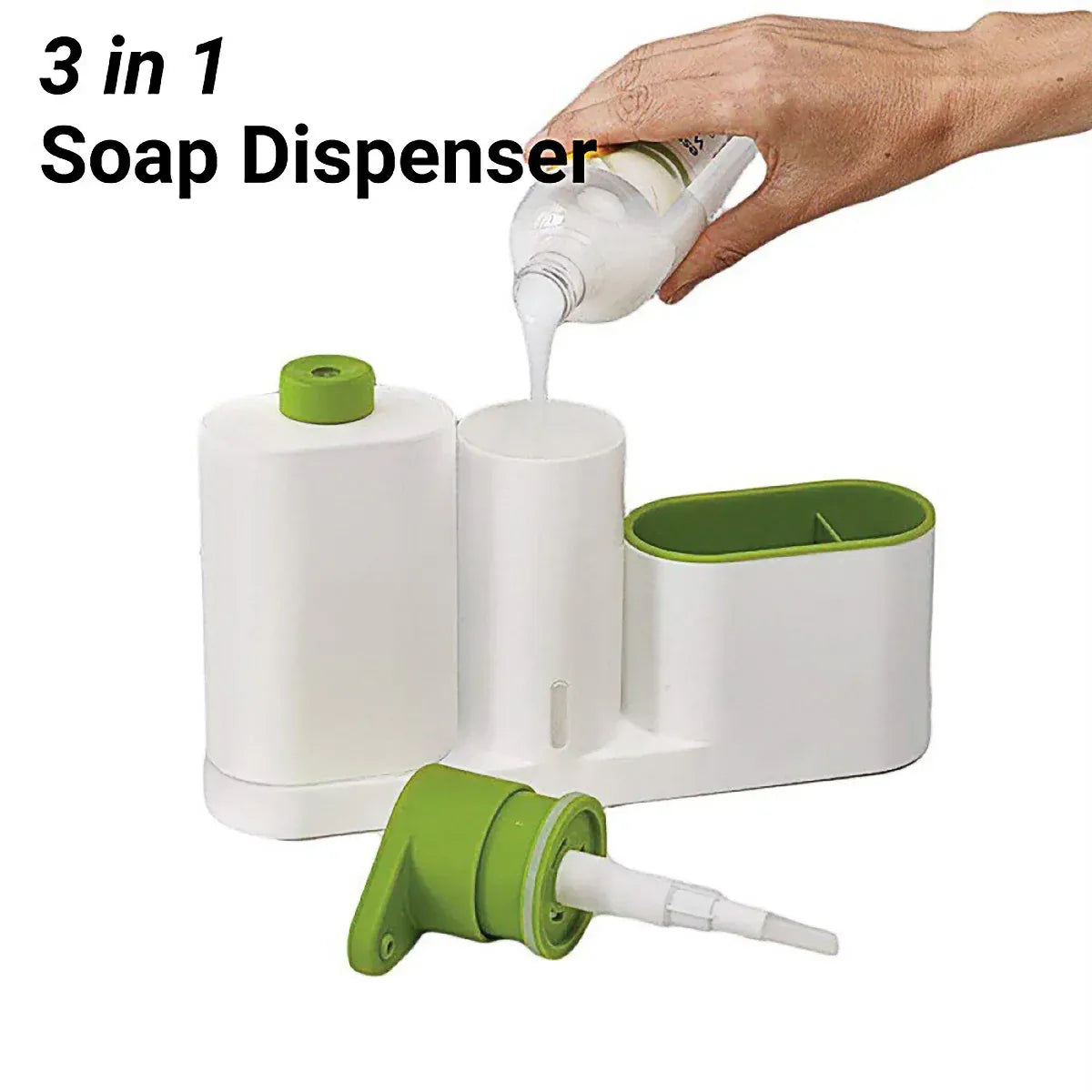 2/3 in 1 Soap Dispenser Organizer Hand Sanitizer Detergent Holder Bathroom Rack - 3-Green