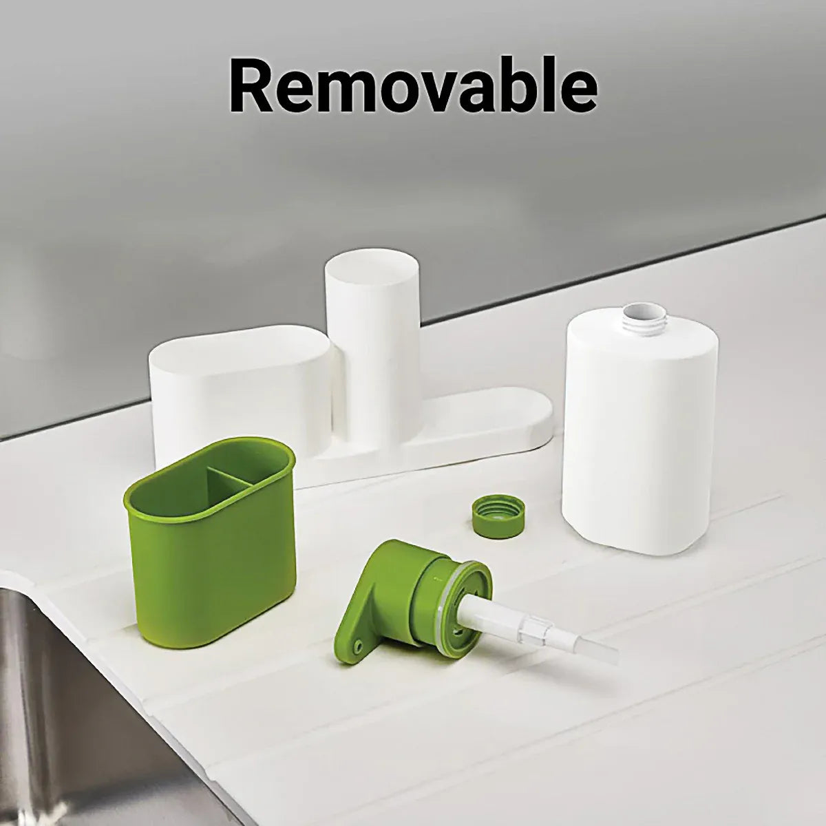 2/3 in 1 Soap Dispenser Organizer Hand Sanitizer Detergent Holder Bathroom Rack - 3-Green