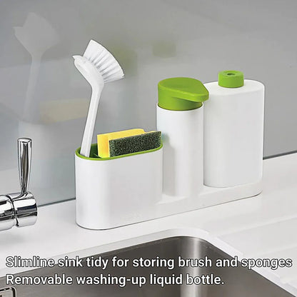 2/3 in 1 Soap Dispenser Organizer Hand Sanitizer Detergent Holder Bathroom Rack - 3-Green