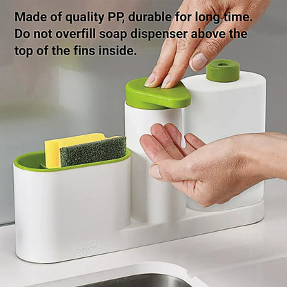 2/3 in 1 Soap Dispenser Organizer Hand Sanitizer Detergent Holder Bathroom Rack - 3-Green