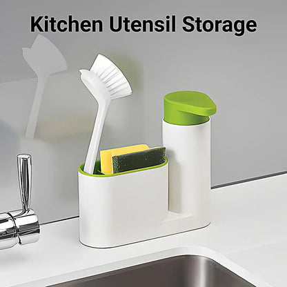 2/3 in 1 Soap Dispenser Organizer Hand Sanitizer Detergent Holder Bathroom Rack - 3-Green
