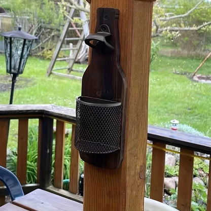 Wooden Wall Mounted Bottle Opener Solid Wood Beer Opener Rustic Home Bar Kitchen