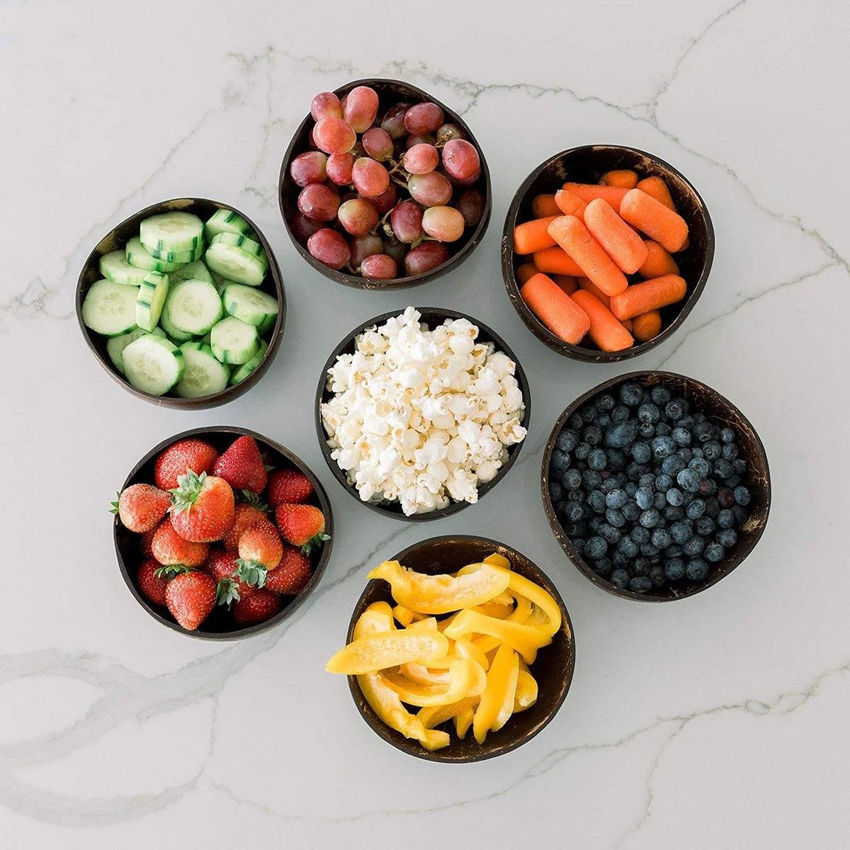 2Sets Natural Coconut Shell Bowls Dessert Fruit Salad Serving Bowls