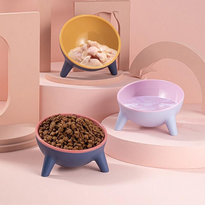 Raised Cat Bowl Pet Feeder Pet Bowl Elevated Dog Bowls 15° Tilted Pet Water Bowl - Cherry Blossom Pink