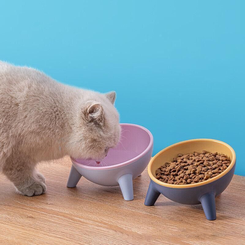 Raised Cat Bowl Pet Feeder Pet Bowl Elevated Dog Bowls 15° Tilted Pet Water Bowl - Cherry Blossom Pink