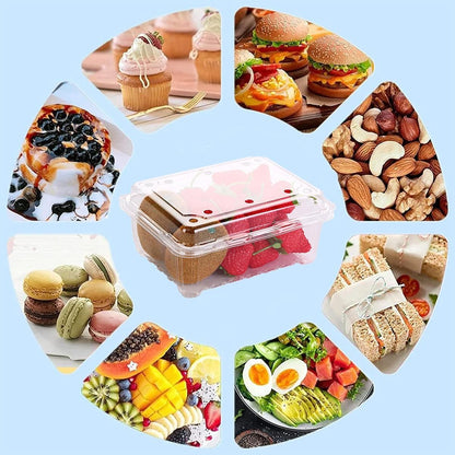 100pcs Transparent Plastic Fruit Box with Tape Cover Storage Packaging for Fruit - 125g