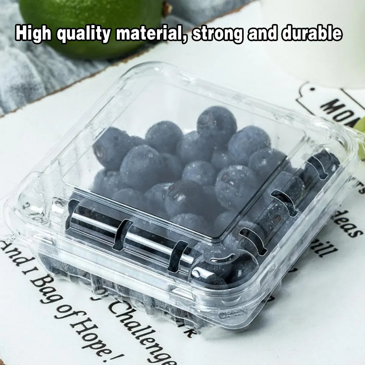 100pcs Transparent Plastic Fruit Box with Tape Cover Storage Packaging for Fruit - 125g