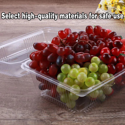 100pcs Transparent Plastic Fruit Box with Tape Cover Storage Packaging for Fruit - 125g