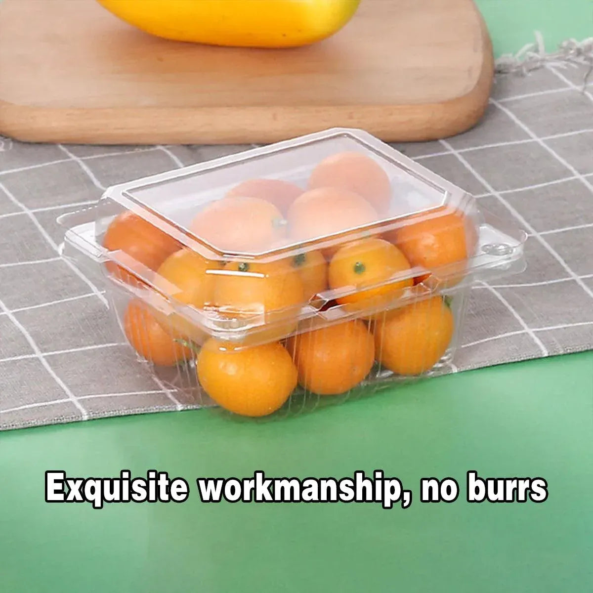 100pcs Transparent Plastic Fruit Box with Tape Cover Storage Packaging for Fruit - 125g