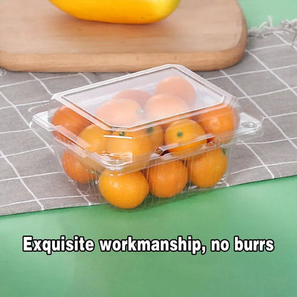 100pcs Transparent Plastic Fruit Box with Tape Cover Storage Packaging for Fruit - 125g