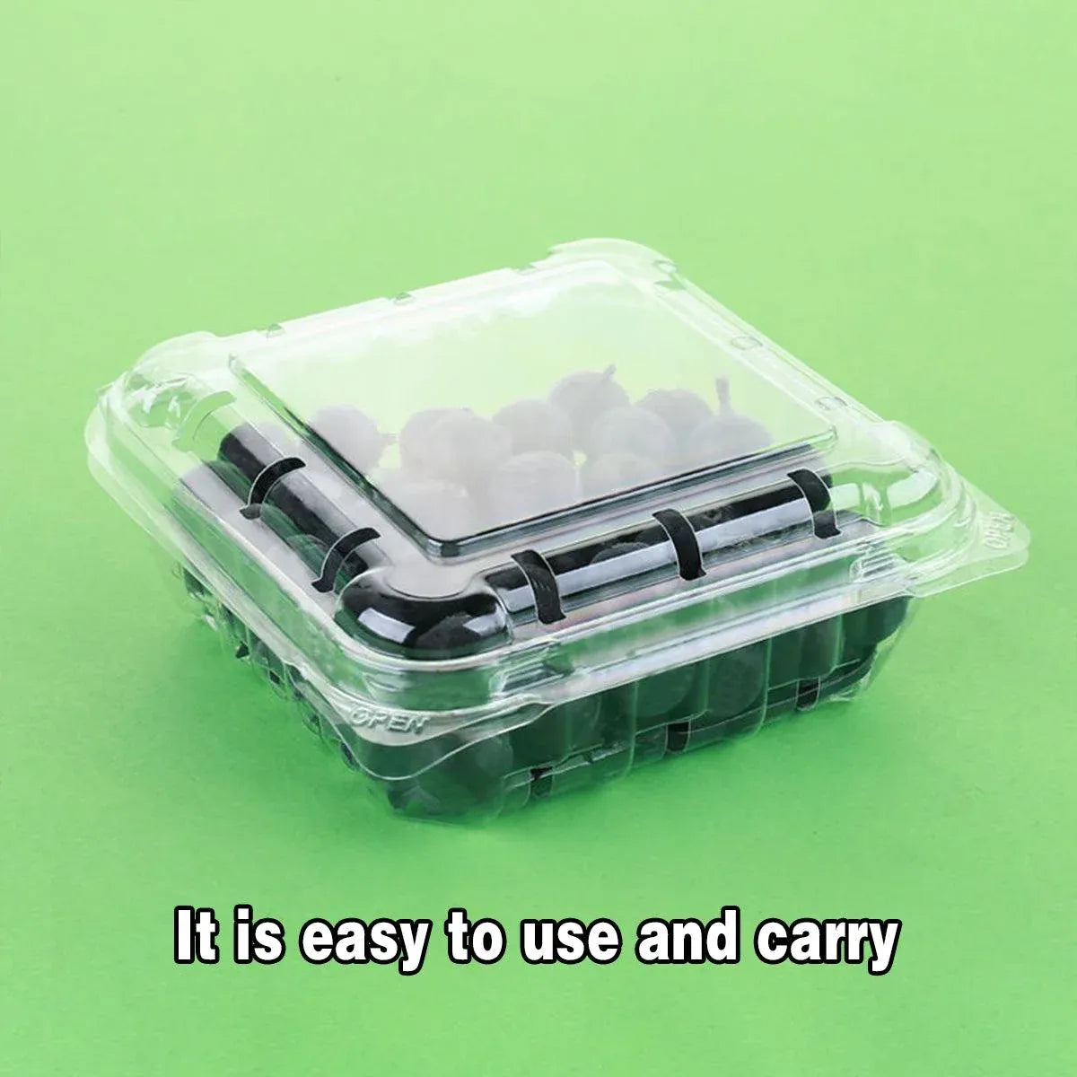 100pcs Transparent Plastic Fruit Box with Tape Cover Storage Packaging for Fruit - 125g
