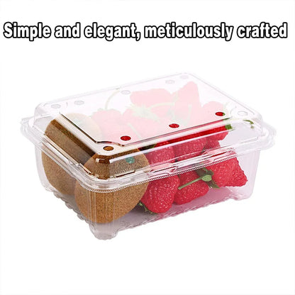 100pcs Transparent Plastic Fruit Box with Tape Cover Storage Packaging for Fruit - 125g