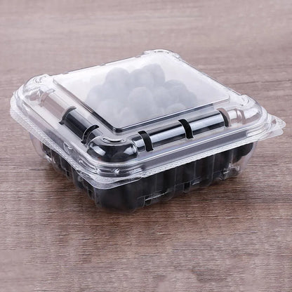 100pcs Transparent Plastic Fruit Box with Tape Cover Storage Packaging for Fruit - 125g