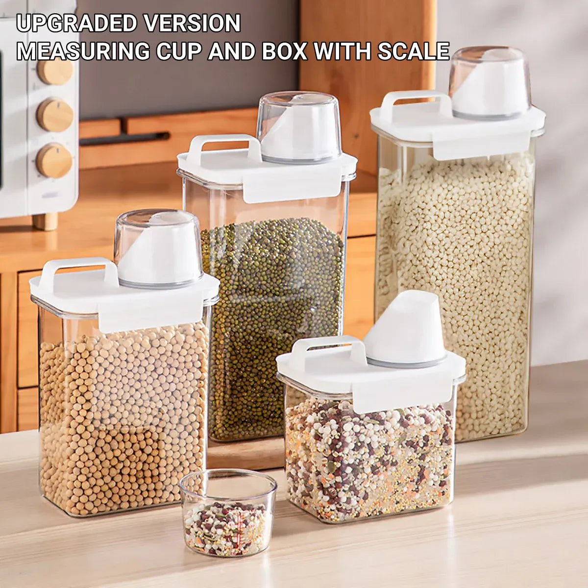 Sealed Household Grain Storage Box Transparent Rice Bucket Kitchen Storage - 1100ml