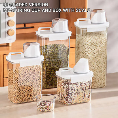 Sealed Household Grain Storage Box Transparent Rice Bucket Kitchen Storage - 1100ml