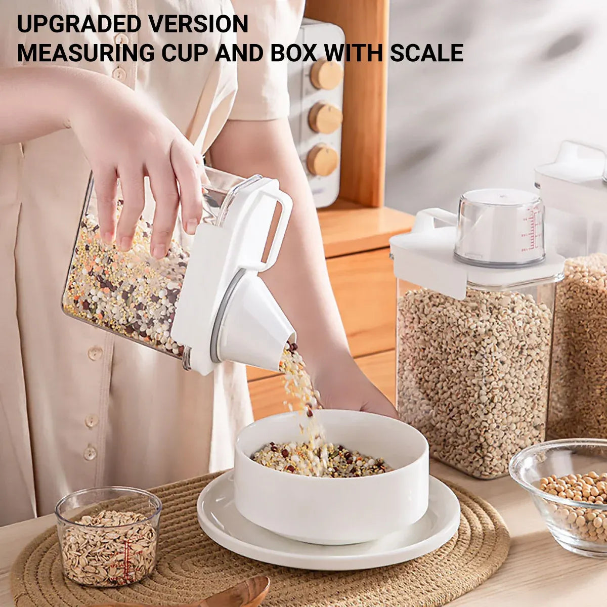 Sealed Household Grain Storage Box Transparent Rice Bucket Kitchen Storage - 1100ml